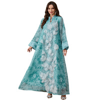 Robe longue d'été pour femme en polyester à imprimé floral, avec décalcomanie de perles, style malaisien, pour femmes musulmanes