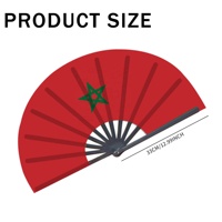 Éventail à main drapeau marocain 33cm style arabe nord-africain Éventail à thème festival léger d'ouverture et de fermeture