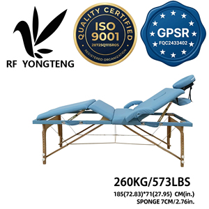 Table de massage pliable en bois avec dossier réglable, <span class=keywords><strong>lit</strong></span> de spa portable, <span class=keywords><strong>lit</strong></span> facial avec repose-tête et accoudoirs pour salon de beauté - Product Image 1