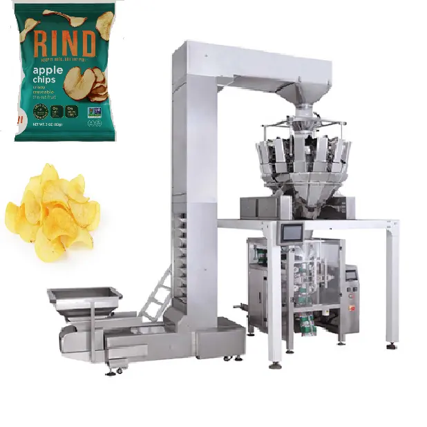 Automatische Multihead Wegers Verpakkingsmachine Voor Aardappel Bananenchips Popcorn Snack Met Stikstofvulling