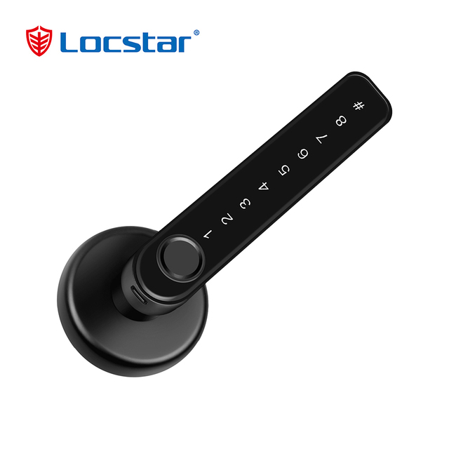 Locstar High Security Password Keyless Card WIFI TTLOCK App Lever Fingerprint Smart Door Handle Lock