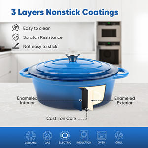 Cocotte en fonte émaillée multifonctionnelle 4,5 QT, fond en acier inoxydable, extérieur en céramique, auto-égouttant, rétention d'humidité - Product Image 6