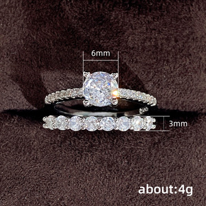 Set di Anelli in Due Pezzi con Zirconi per Donne, Gioielli Eleganti e Minimalisti Abbinati alla Moda - Product Image 5