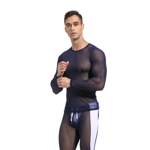 Chemise transparente à manches longues ajustée pour homme avec manches superposées, haut transparent - Product Image 4
