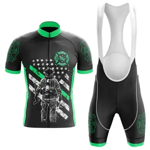 热2024运动弹性自行车套装-男女彩色印花短裤和衬衫-提供定制图案NGT