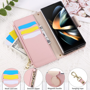 Funda tipo cartera para Samsung Galaxy Z Fold3 4 5 6 <span class=keywords><strong>7</strong></span> para mujer, con correa cruzada, funda de cuero con tapa y soporte para Fold 8 - Product Image 6