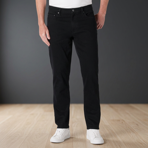 Jean en denim noir délavé coupe droite slim pour homme, taille mi-haute, 100 % coton, décontracté, idéal pour l'automne - Product Image 3