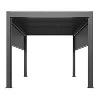 Pergola en alliage d'aluminium avec cadre anti-corrosion, mécanisme à lamelles, options de couleur et de taille personnalisables, finition thermolaquée.