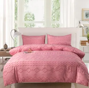 Fashion Tufted Duvet Cover Set 3 Pieces Embroidery Shabby Chic Home Bedding Sets Duvet Covers