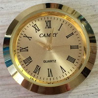 Insert de lunette de montre en métal premium de 50 mm, tête de mini-montre à quartz dorée ou argentée de 2 pouces avec pièces et accessoires à piles