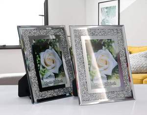 Wholesale Crystal Glass Glitter Handmade Eco-Friendly Gold Powder Rectangular <b>Swing</b> Photo <b>Frame</b> 6 Inch 7 8 Hot Sale - Product Image 5