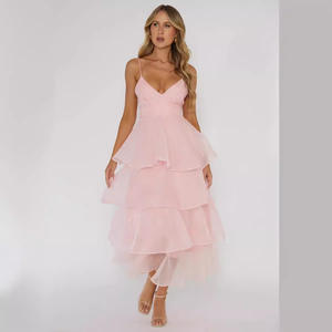Ruffles camis ăn mặc hiện đại backless một dòng mắt cá chân dài <span class=keywords><strong>prom</strong></span> DRESS lãng mạn bên áo spaghetti Dây V cổ buổi tối Dresses - Product Image 2