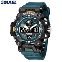 Montre connectée unisexe SMAEL 8078, sport, mode, plongée, étanche 50 bars, résistante aux chocs, lumineuse, chronomètre, alarme, plastique PU ABS