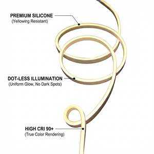 Bande lumineuse LED néon flexible en silicone ultra-mince 3x6mm DC 24V, 168 LED/m SMD 2216 CRI 90 IP67 étanche - Product Image 2