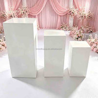Ensemble de 3 socles en acrylique blanc, colonnes de présentation pour mariage, piédestal cube pour décoration de réception de mariage