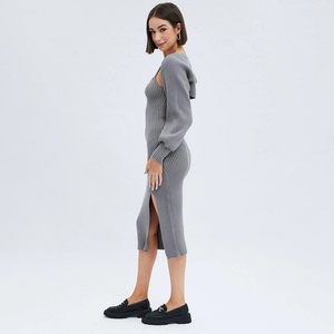 ชุดเดรสไหมพรมแขนยาวสำหรับผู้หญิง ดีไซน์สั่งทำพิเศษ สำหรับฤดูใบไม้ร่วงและฤดูหนาว - Product Image 4