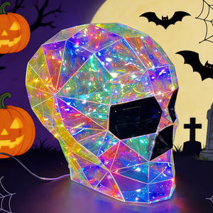 Artesanía Yingxiang, Calaveras Luminosas Iridiscentes de Material PET+LED Ecológico y Colorido, Decoración de Halloween de Alta Calidad para el Hogar - Product Image 1