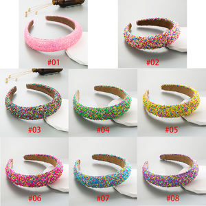 ห่วงรัดผมรูปลูกกวาดสำหรับผู้หญิงที่สวยหวานและร้อนแรงฟองน้ำบีบหัวขอบกว้างสไตล์ยุโรปและอเมริกัน - Product Image 5