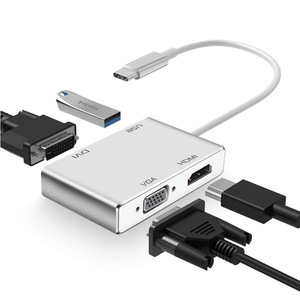 Hub USB-C 4 in 1 con Porte USB 3.1, VGA, <span class=keywords><strong>DVI</strong></span>, HDTV, Adattatore Docking Station in Lega di Alluminio per MacBook Pro (Disponibile) - Product Image 1