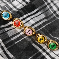 Mercancía de Anime, Juego de Anillos de Ninja con Personajes, Material Metálico, Tamaño Ajustable