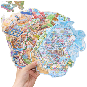 สติกเกอร์ภาพวิวการ์ตูน 3 แผ่น แบบปกพลิก สำหรับตกแต่งสมุดภาพ DIY ตกแต่งวันหยุด ต่อแพ็ค - Product Image 5