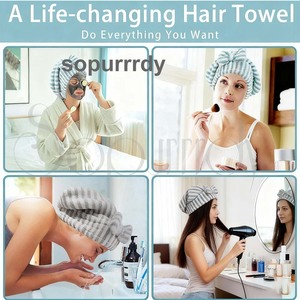 Gorro de Microfibra para Secar el Cabello con Logotipo Personalizado, Gorro de Secado Rápido con Lazo, Toalla Suave para Hombres y Mujeres con Cabello Largo y Rizado - Product Image 4