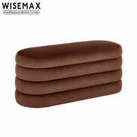 WISEMAX FURNITURE Pouf de loisirs rétro nordique, structure en bois, tissu et éponge, petit canapé, repose-pieds, banc long pour la maison