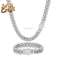 Nouveau collier chaîne cubaine en acier inoxydable 18 carats avec zircon et fermoir en cuivre, 6/8/10/12/14 mm, vente en gros.