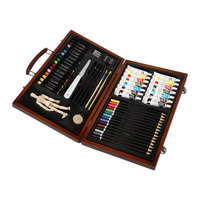 Ensemble d'art professionnel de luxe en bois peintures aquarelles non toxiques peintures acryliques croquis crayons jumbo pastels à l'huile 55PCS