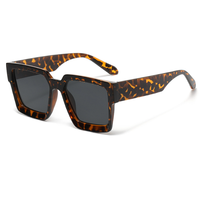Lunettes de soleil carrées grandes tailles 2024 pour hommes et femmes, monture écaille de tortue, lunettes de soleil rectangulaires rétro, protection UV400
