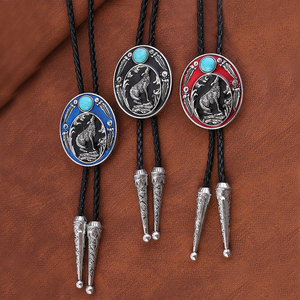 Vente en gros à bas prix <span class=keywords><strong>Cravate</strong></span> bolo vintage motif loup Western <span class=keywords><strong>Cowboy</strong></span> Southwest Fashion Silver Country cuir Turquoise Bolo <span class=keywords><strong>Cravate</strong></span> - Product Image 1