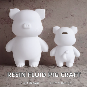 Figura Decorativa de Cerdo Pintada a Mano con Temática Animal en Resina, Adorno Artístico Fluido para el Día de los Inocentes - Product Image 2
