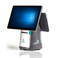Système de point de vente tactile à double écran SUNSON SP01, nouveau modèle 15,6 pouces, Intel I3/I5/I7, Windows 10, imprimante intégrée 80 mm, résolution FHD