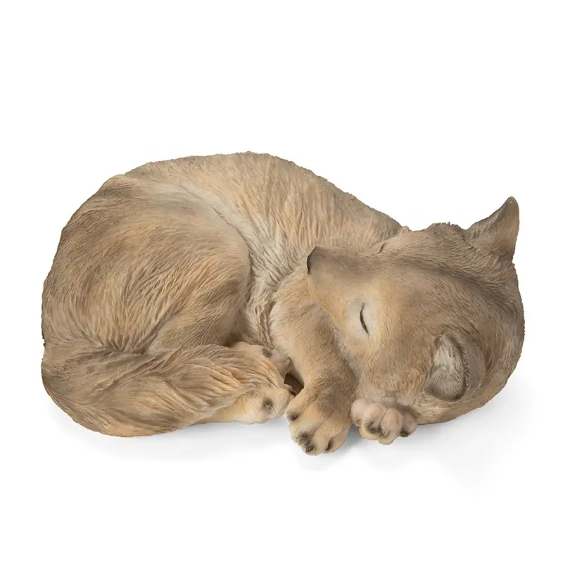 Figurina di Deco della casa della scultura del lupo addormentato della statua animale della fauna selvatica della poliresina all'ingrosso di alta qualità