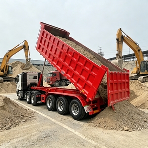 Semirremolque Volquete Trasero <span class=keywords><strong>de</strong></span> 3 Ejes y 45 Toneladas con Elevación <span class=keywords><strong>de</strong></span> <span class=keywords><strong>un</strong></span> <span class=keywords><strong>Eje</strong></span>, <span class=keywords><strong>Remolque</strong></span> Volquete para Arena y Grava - Product Image 2