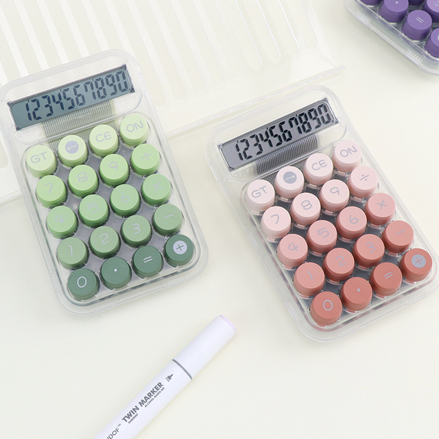 Fashion Design Gradient Color Mechanical Keyboard Button Large Screen Display Portable Electronic Calculator Battery Calendar