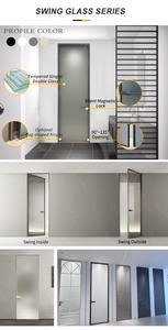 Portes battantes intérieures en aluminium à cadre fin <span class=keywords><strong>Gley</strong></span>, avec verre dépoli pour bureau et chambre à coucher, vente chaude - Product Image 6