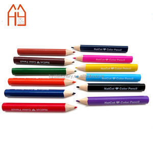 Ensemble de crayons de couleur triangulaires courts personnalisés de 3,5 pouces, 12 couleurs différentes avec logo en estampe à chaud pour la promotion - Product Image 1
