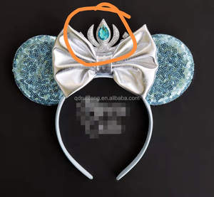 Bandeaux colorés pour cheveux, à gros nœud, accessoire de coiffure à paillettes, mickey et minnie, avec oreilles, super mignons, 2 pièces - Product Image 2