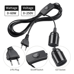 Support de lampe chauffante <span class=keywords><strong>E27</strong></span>, prise EU 220V, <span class=keywords><strong>câble</strong></span> d'alimentation 1,8/3/5m avec interrupteur marche/arrêt <span class=keywords><strong>pour</strong></span> lampe chauffante <span class=keywords><strong>pour</strong></span> élevage de volailles, animaux et reptiles - Product Image 2