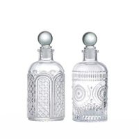 Bouteille d'arôme LingKa en verre sodocalcique transparent, gravée et sculptée, style rétro européen, écologique, avec bouchon en verre dépoli