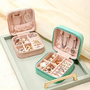 Portable Travel Girl Jewelry <b>Storage</b> Box Necklace <b>Ring</b> Earrings Multi layer Precious Gemstone Box Velvet Travel Jewelry Box - Product Image 1