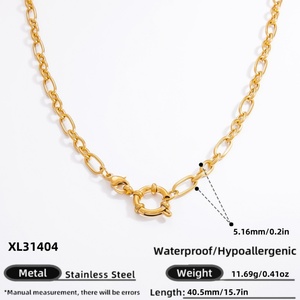 Collar de Acero Inoxidable con Baño de Oro de 18K, Diseño Moderno con Cierre de Resorte, de Alta Gama, Resistente a la Decoloración, Hecho a Mano, Joyería DIY para Mujer - Product Image 6
