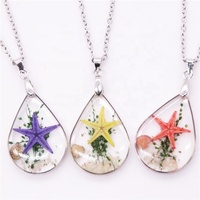 Nouveau Collier en Résine Époxy avec Véritable Étoile de Mer, Bijou Tendance, Pendentifs en Résine pour Colliers