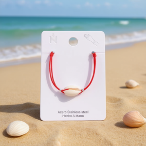 Red Elastic Seashell <b>Bracelet</b> Stainless Steel Handmade Fashion Jewelry - Product Image 3