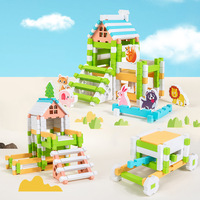 Blocs de construction en bois à tenon et mortaise pour enfants, cabane d'architecte, puzzle DIY, éducation précoce, imagination spatiale, jeux de famille