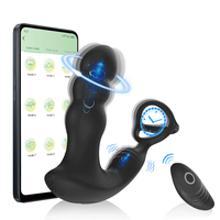 Masseur de prostate pour hommes, vibrateur anal en silicone rechargeable avec poignée annulaire, stimulation puissante du périnée, jouet sexuel pour le plug anal