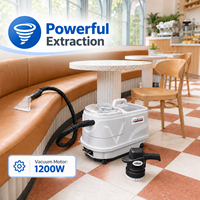 Machine de nettoyage de tissus d'ameublement à extraction puissante 1200W, réservoirs 8L, 100% vapeur, usage commercial, garantie 1 an, pour le nettoyage des canapés de café