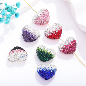 Gradient Heart Shaped Rhinestone Bead Ball Small DIY Jewelry Pendant Accessory For Necklace Bracelet Keychain - Product Image 4
