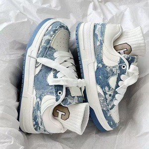 Baskets plateforme épaisses pour hommes et femmes, en toile à bords bruts, semelle épaisse, style <span class=keywords><strong>skate</strong></span> et décontracté blanc - Product Image 2